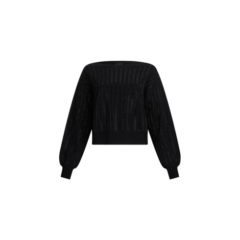 Maglia Donna con maniche ampie a palloncino e bordi a costine